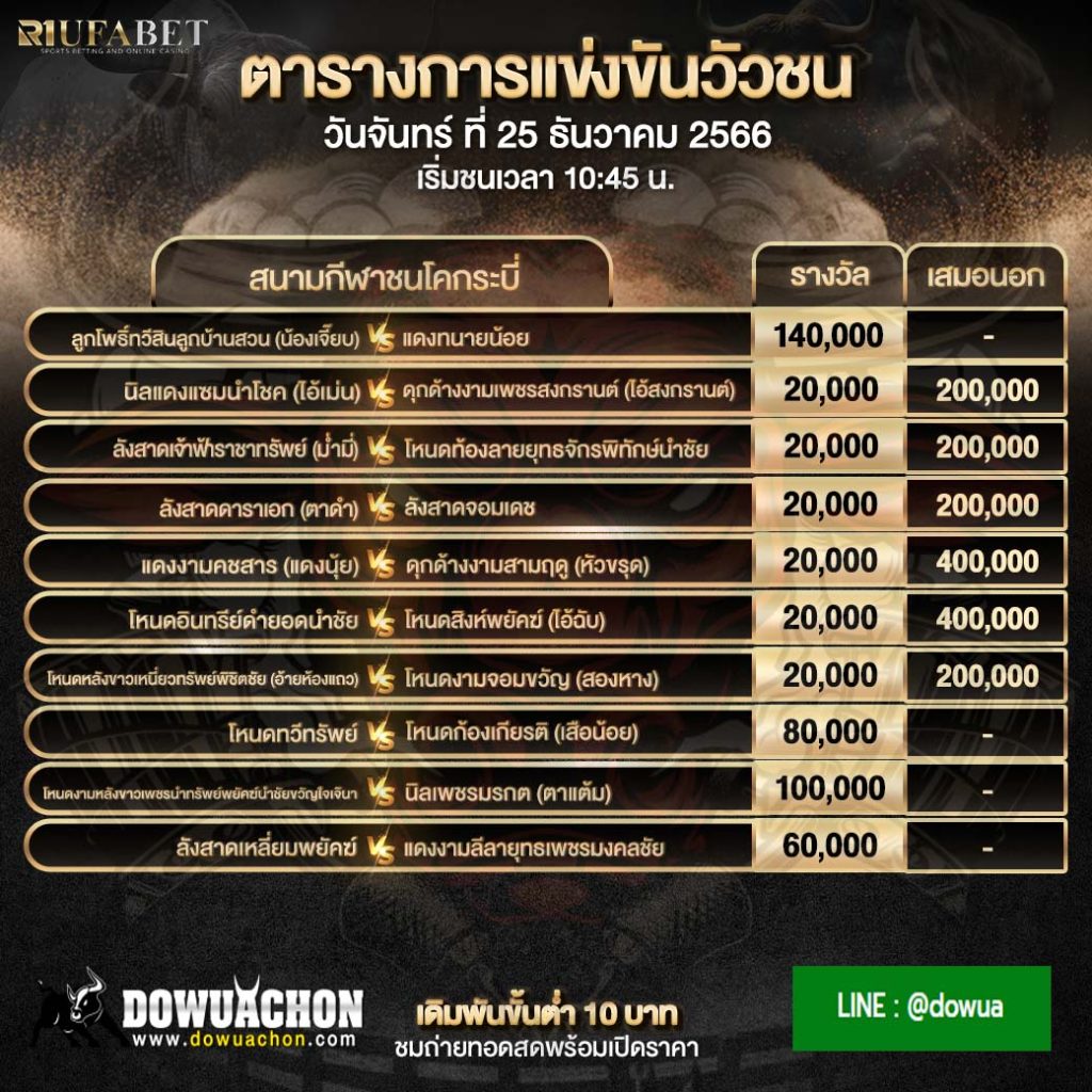 ตารางวัวชน25-12-66