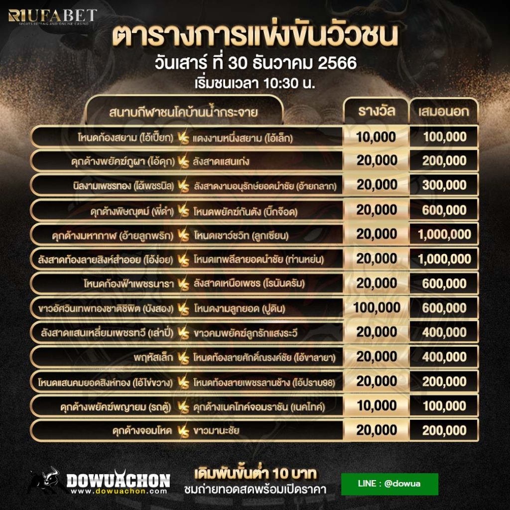 ตารางวัวชน30-12-66