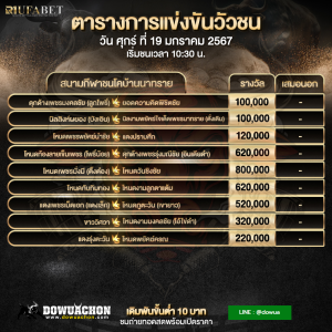 ตารางวัวชน19-01-67