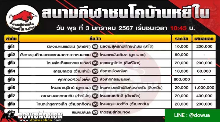 ตารางวัวชน03-01-67