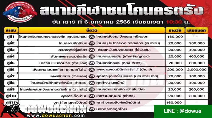 ตารางวัวชน06-01-67