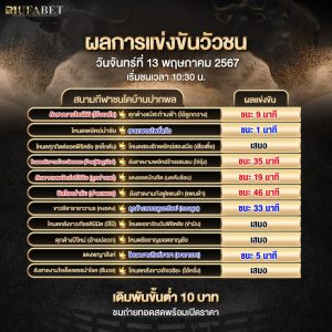 ผลแข่งขันวัวชน 13-5-67