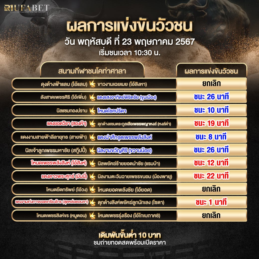 ผลแข่งขันวัวชน 23-5-67