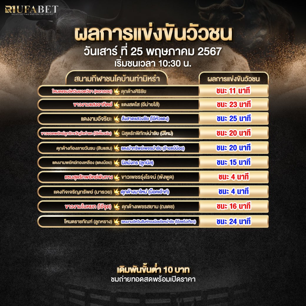 ผลแข่งขันวัวชน25-5-67
