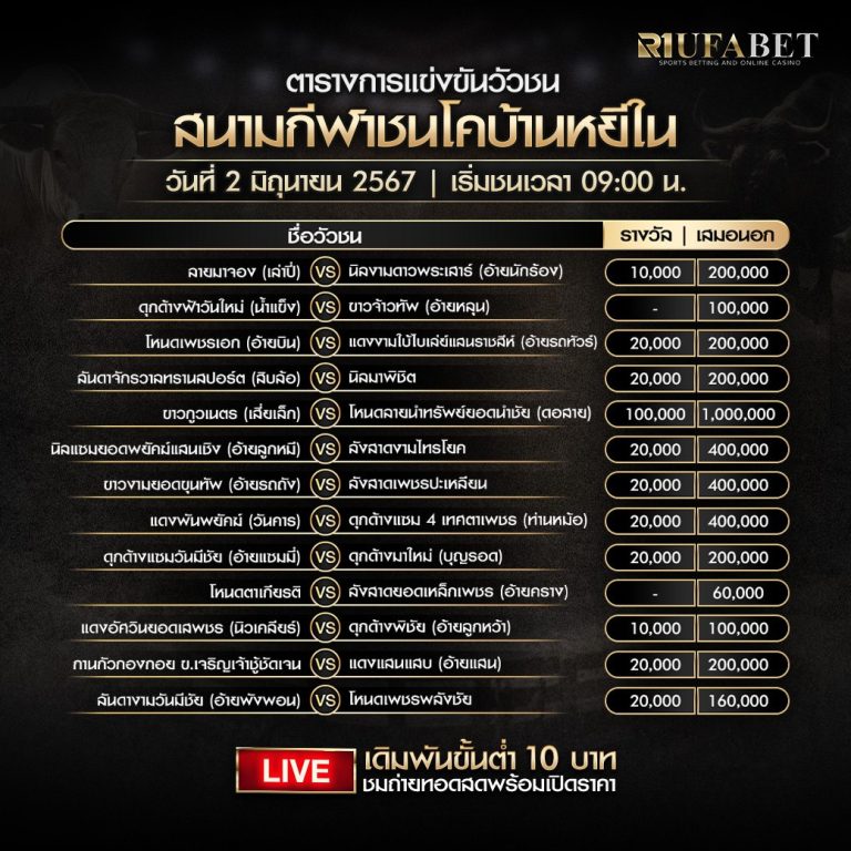 ตารางการแข่งขันวัวชน02-06-67