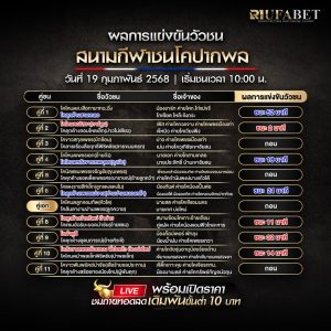 ผลแข่งขันวัวชน19-02-68
