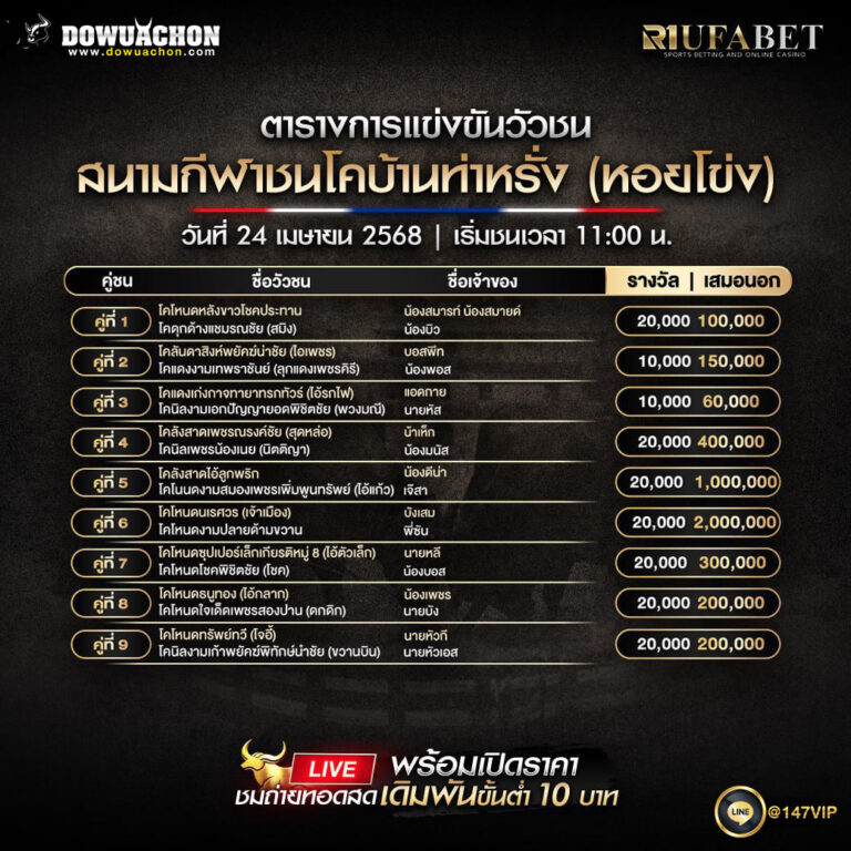ตารางวัวชน 24-4-68