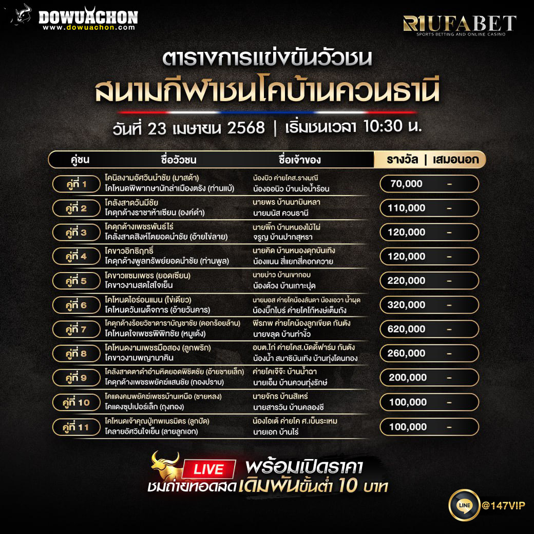 ตารางวัวชน23-04-68