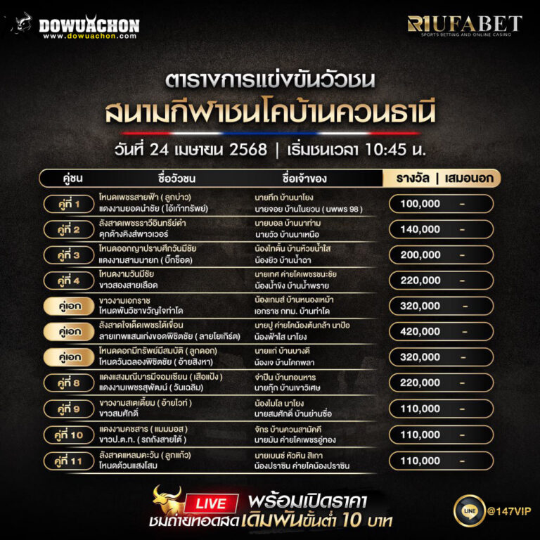 ตารางวัวชน24-04-68