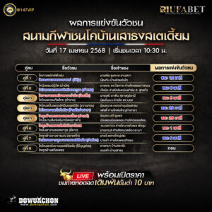 ผลแข่งขันวัวชน17-04-68