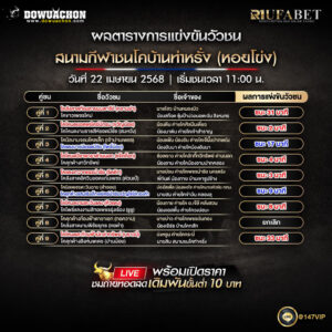 ผลแข่งขันวัวชน22-04-68