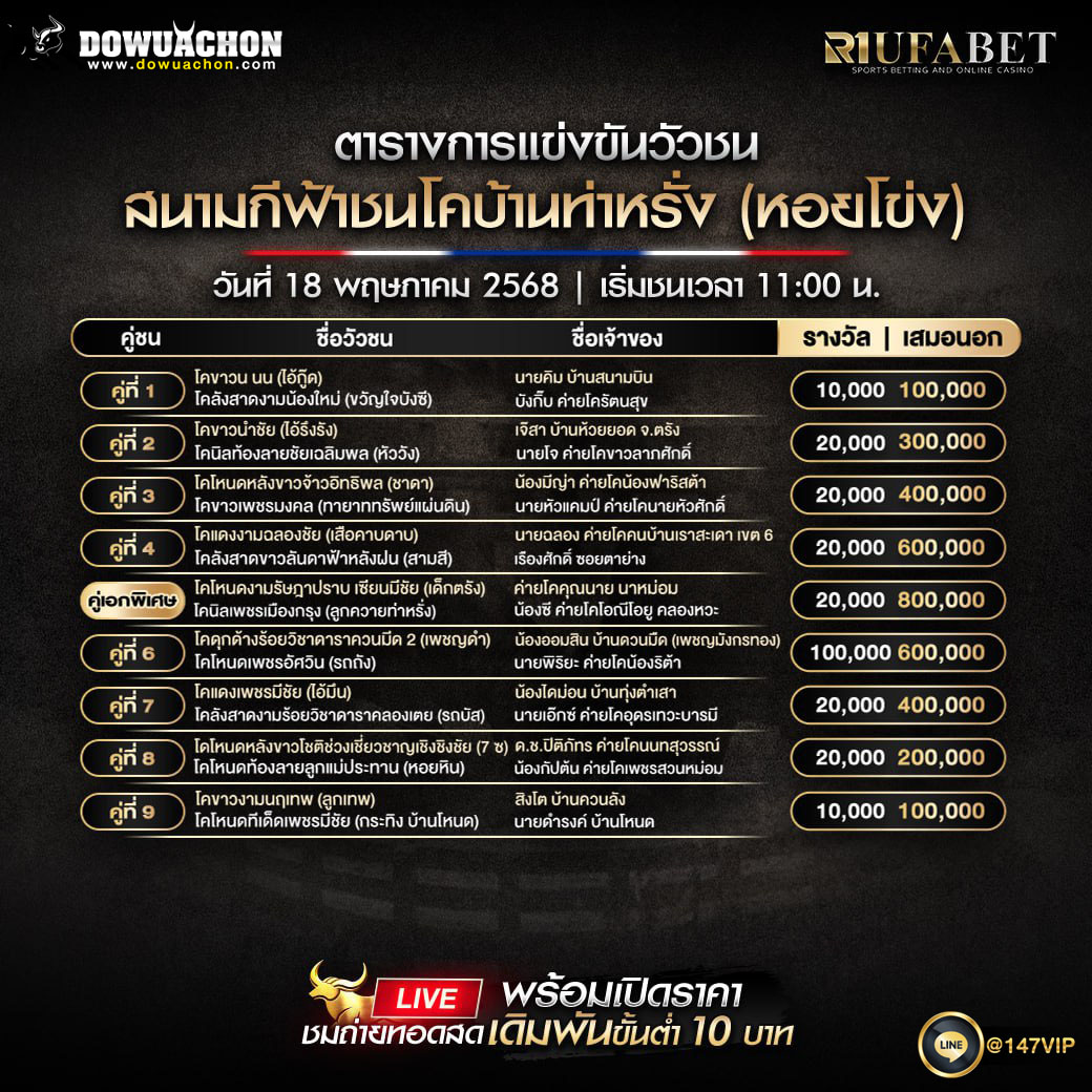 ตารางวัวชน 18-5-68