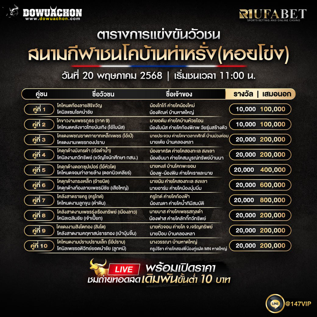 ตารางวัวชน 20-5-68