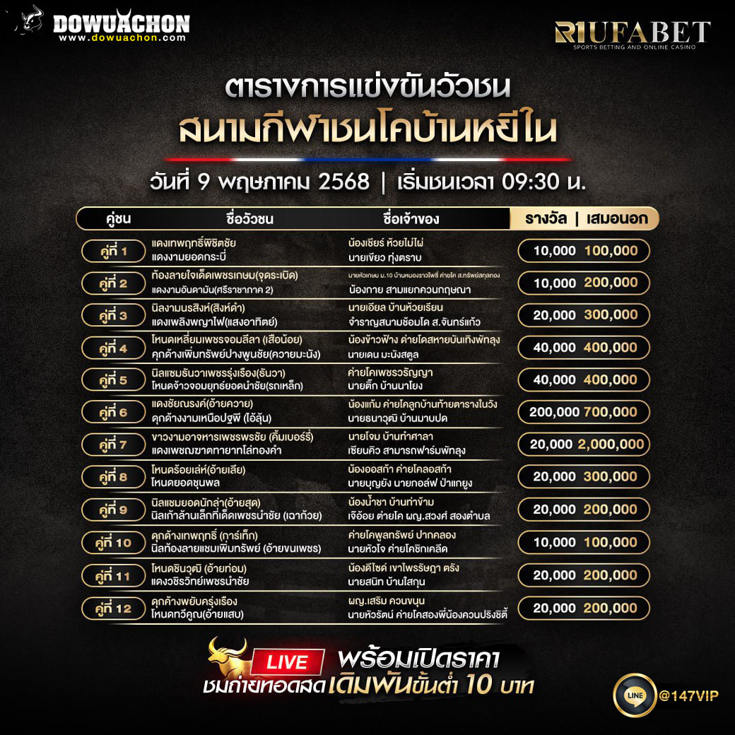 ตารางวัวชน09-05-68