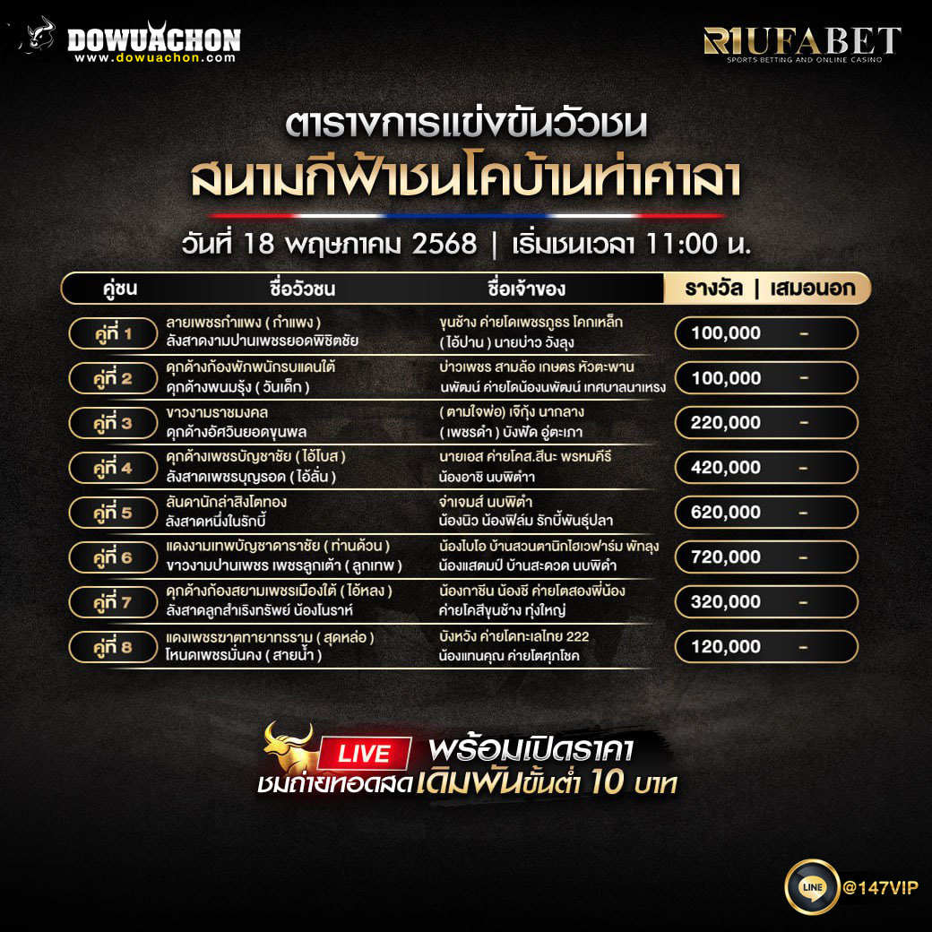 ตารางวัวชน18-05-68