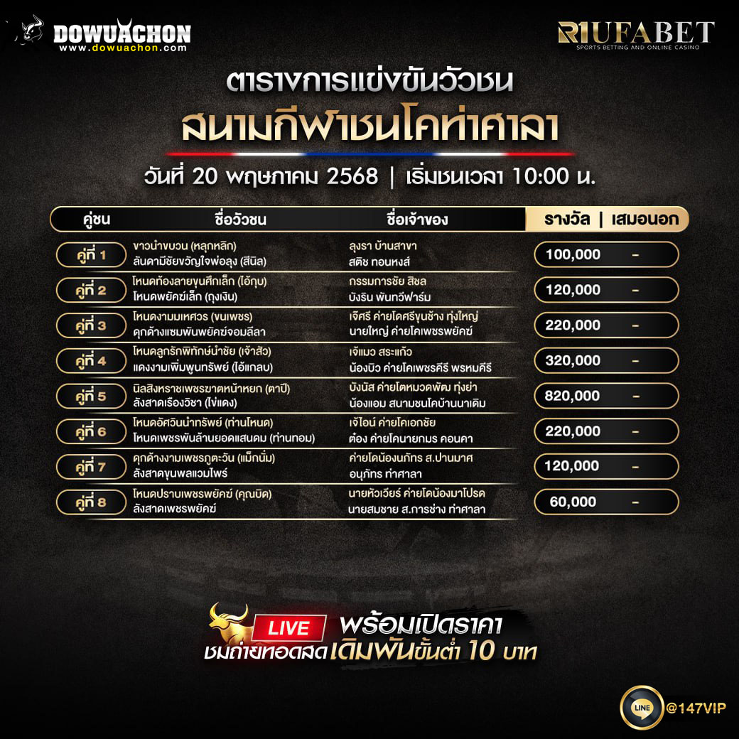 ตารางวัวชน20-05-68
