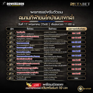 ผลแข่งขันวัวชน 17-05-68