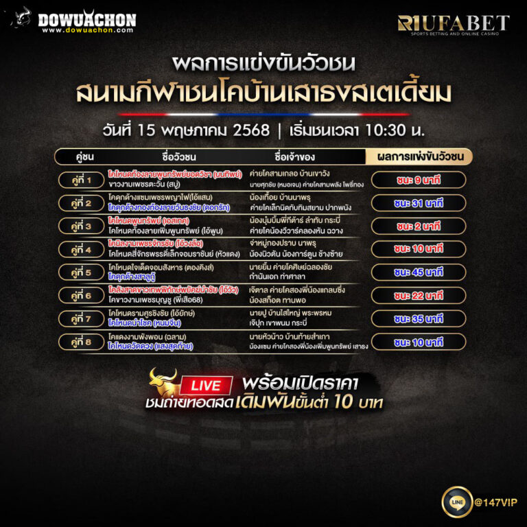 ผลแข่งขันวัวชน15-05-68