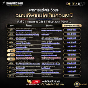 ผลแข่งขันวัวชน21-05-68