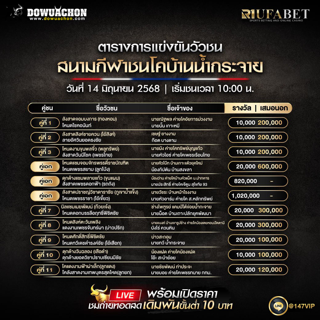 ตารางวัวชน 14-6-68