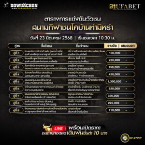 ตารางวัวชน 23-6-68