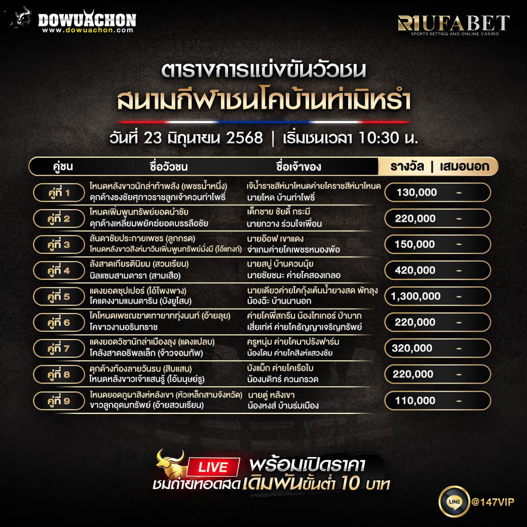 ตารางวัวชน 23-6-68