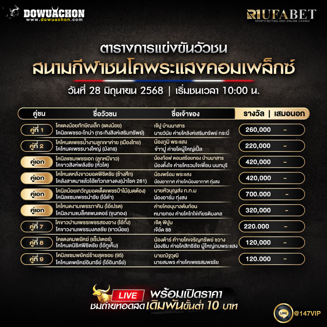 ตารางวัวชน 28-06-68