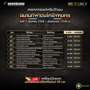 ตารางวัวชน 7-6-68