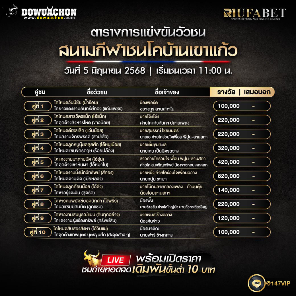 ตารางวัวชน05-06-68