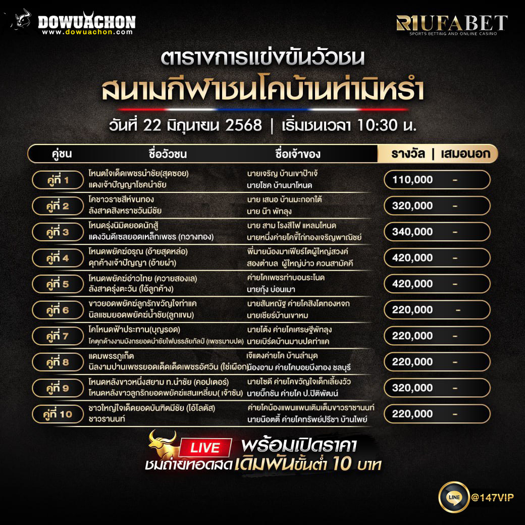 ตารางวัวชน22-6-68