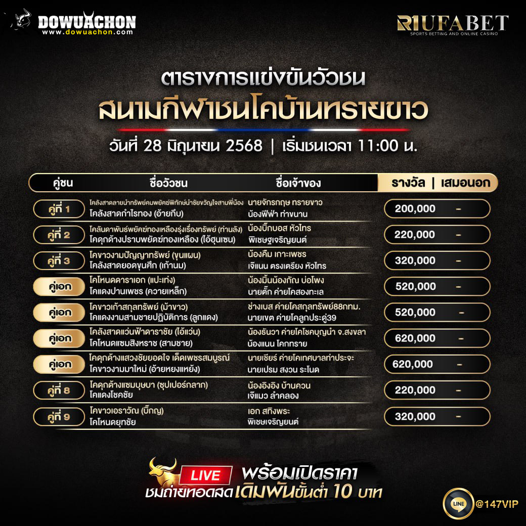 ตารางวัวชน28-06-68