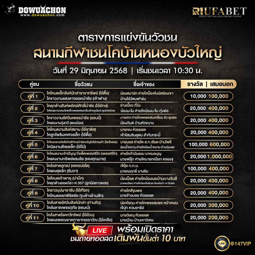 ตารางวัวชน29-06-68