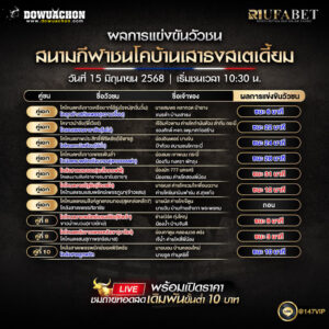 ผลแข่งขันวัวชน15-06-68