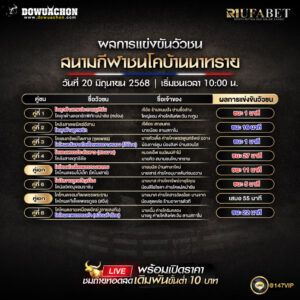 ผลแข่งขันวัวชน20-06-68