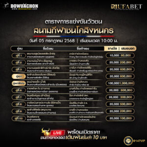 ตารางวัวชน 5-7-68