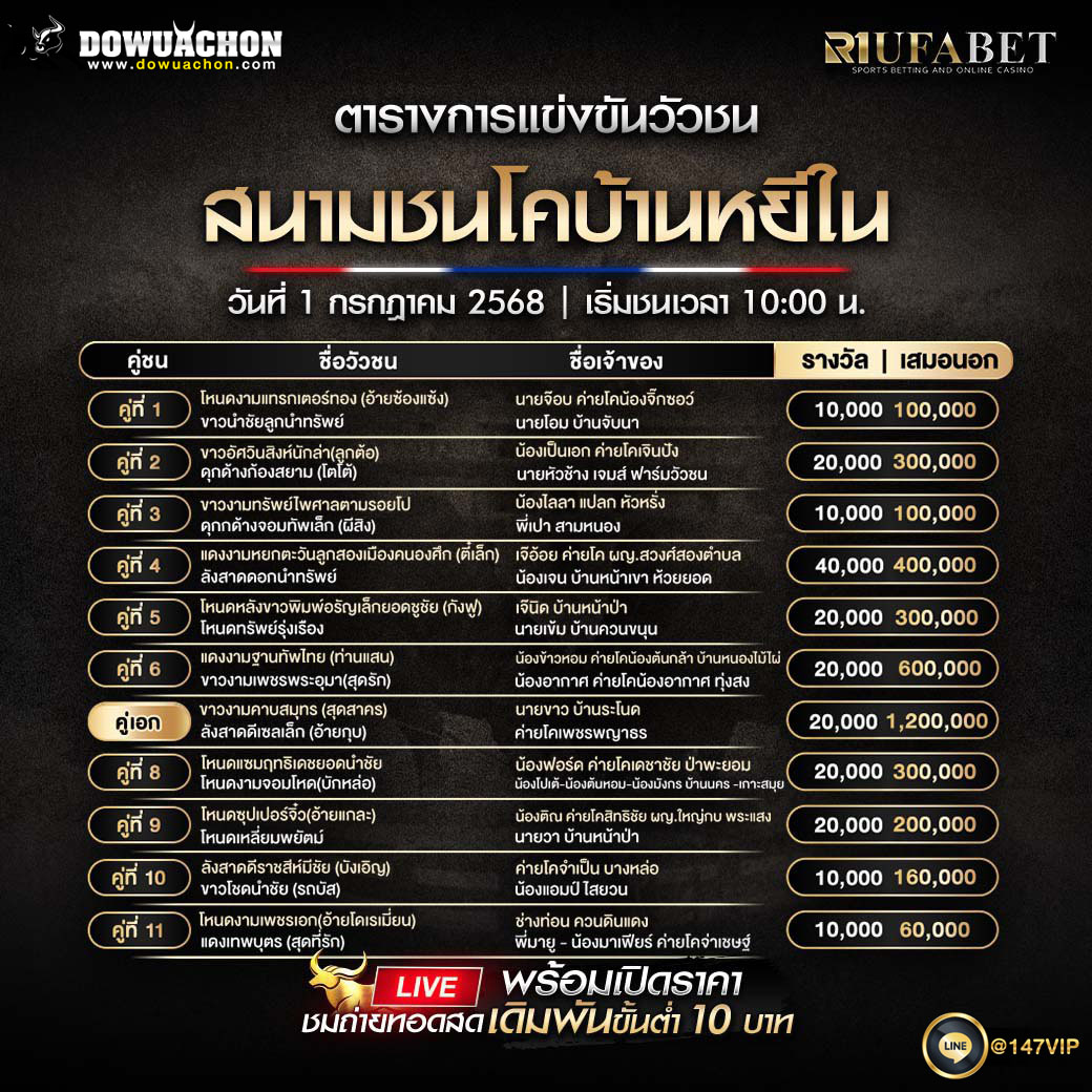 ตารางวัวชน01-07-68