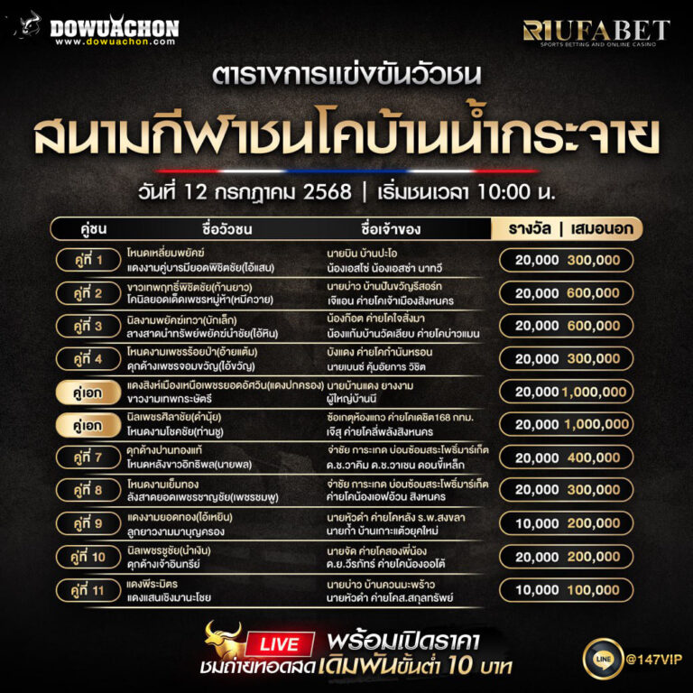ตารางวัวชน12-7-68