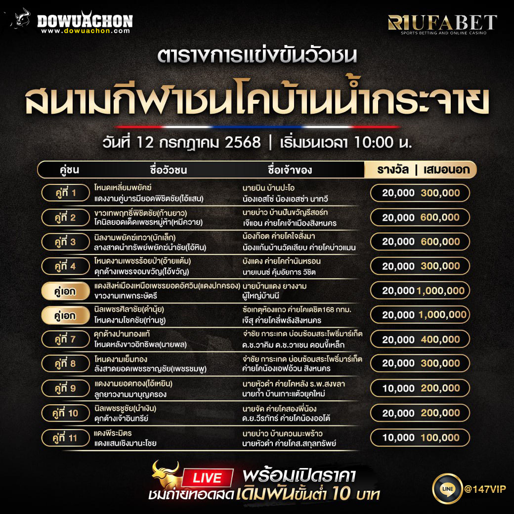 ตารางวัวชน12-7-68