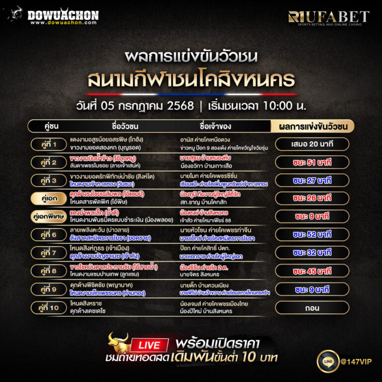 ผลแข่งขันวัวชน 5-07-68