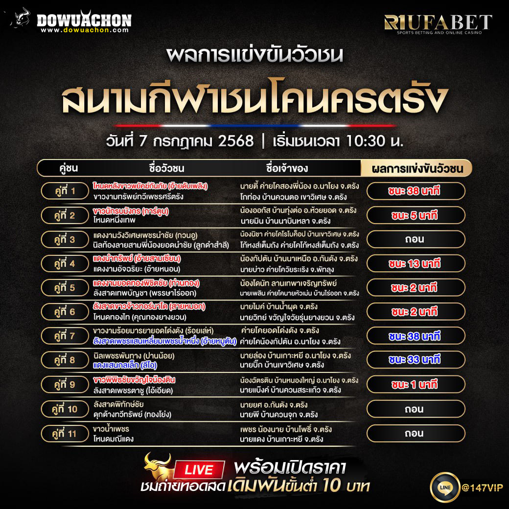 ผลแข่งขันวัวชน07-07-68