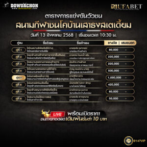 ตารางวัวชน 13-8-68