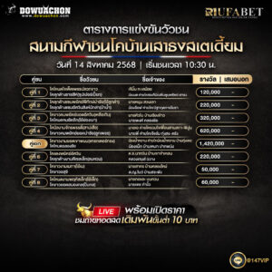 ตารางวัวชน 14-8-68