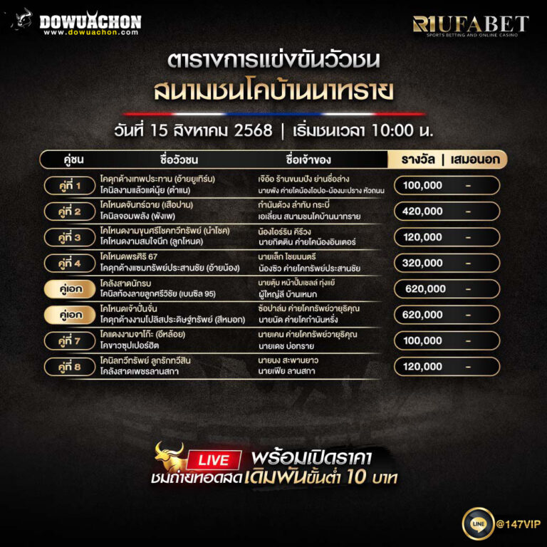 ตารางวัวชน 15-8-68