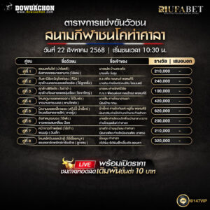 ตารางวัวชน 22-8-68