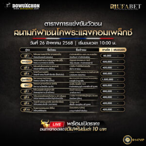 ตารางวัวชน 26-8-68