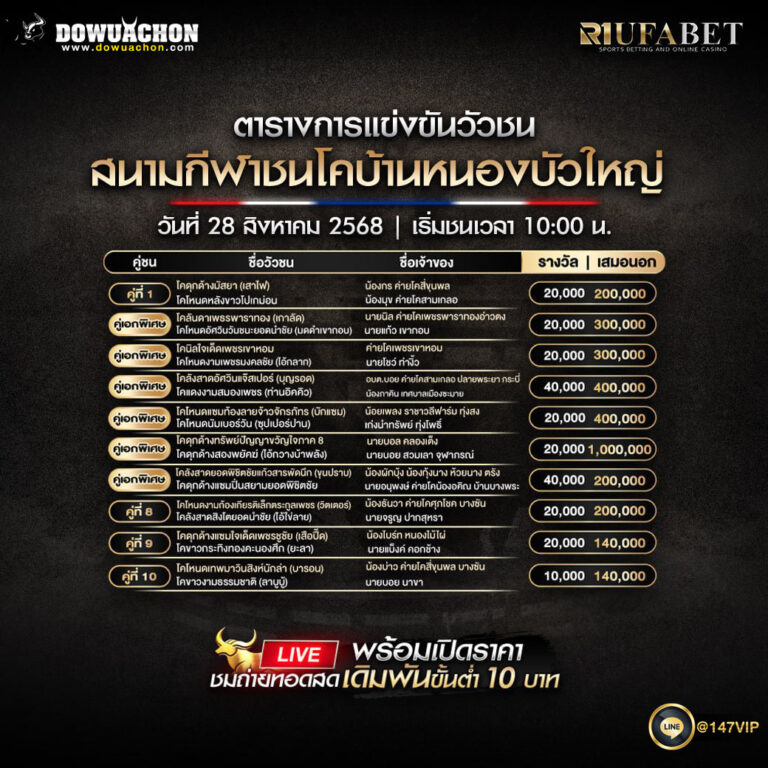 ตารางวัวชน 28-8-68
