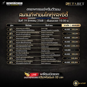 ตารางวัวชน19-08-68