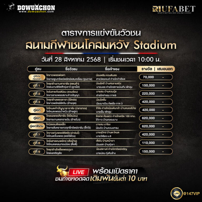 ตารางวัวชน28-08-68