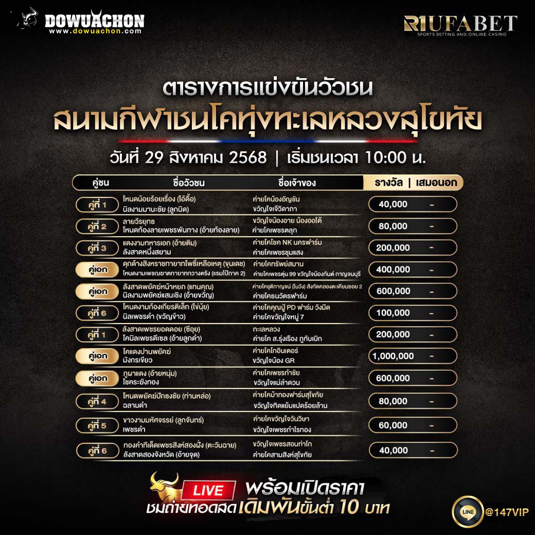 ตารางวัวชน29-08-68