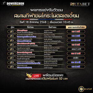 ผลแข่งขันวัวชน18-08-68